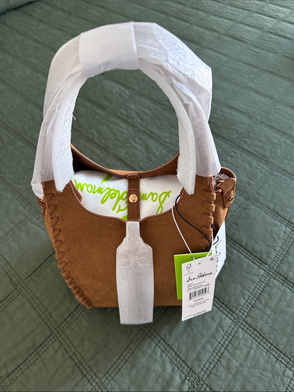 Sam Edelman Tan Brown Crossbody Tote with Whipstitch Detail - Picture 4 of 4